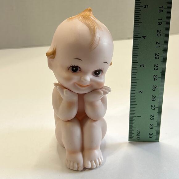 Vintage Norcrest Porcelain Bisque Kewpie Piano Baby Brown Eyes 5" Japan - Picture 10 of 10